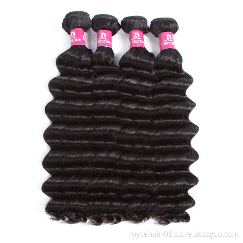 Royce Unprocessed Virgin 100% Human Hair  Brazilian Hair Bundles with Lace Closure Loose Deep Wave
